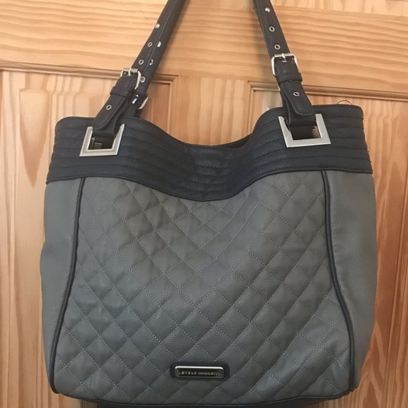 Steve Madden blue/grey medium weekender Gym Bag tote quilted Grammacore. - Picture 1 of 10